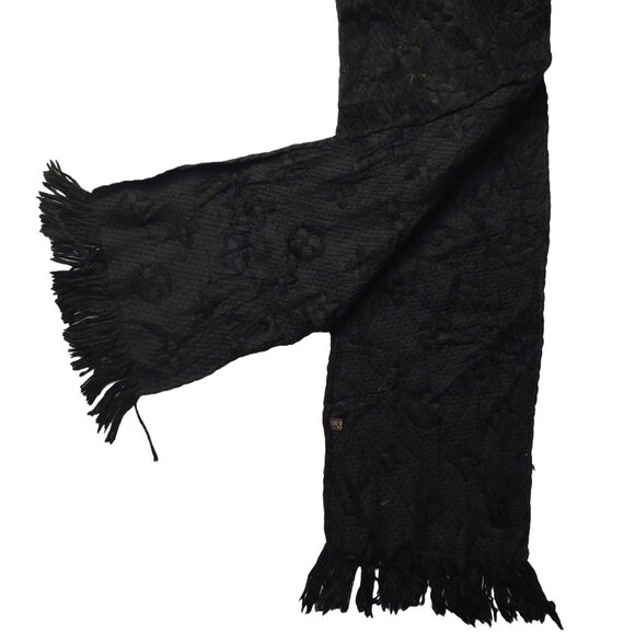Louis Vuitton LV Black Monogram Logomania Scarf Pre-Owned - Picture 4 of 9
